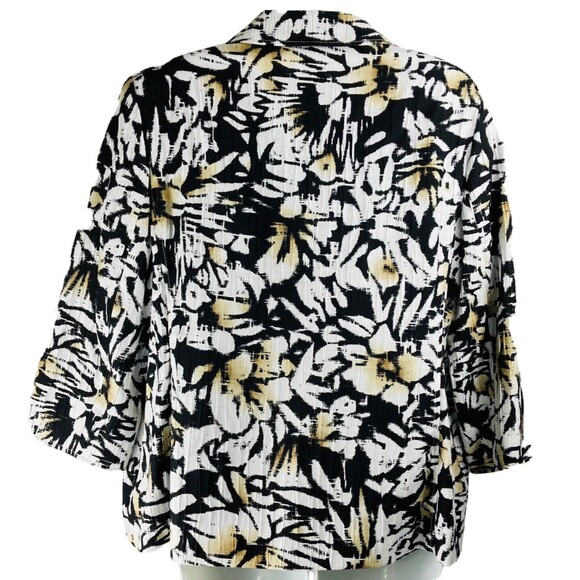 Alfred Dunner Women’s Size 12 Black White Floral Pattern Lined Open Front Jacket - Picture 3 of 11